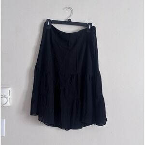 Vintage Y2K Nohue 100% Silk Skirt Tiered Asymmetrical Flowy Black Goth 90s 00s